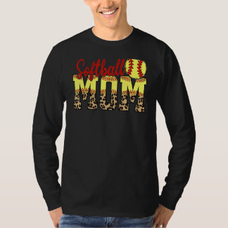 Leopard Softball Mama Game Day Mother's Day 2022 T-Shirt