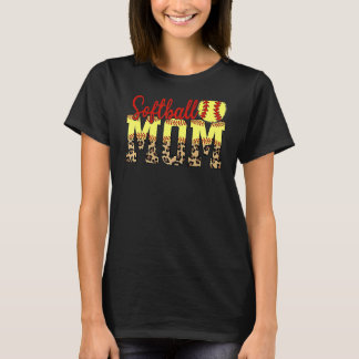 Leopard Softball Mama Game Day Mother's Day 2022 T-Shirt