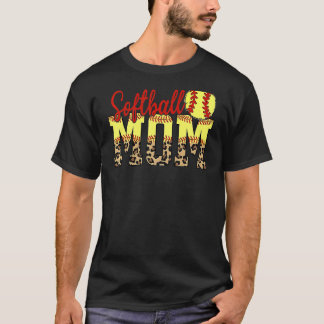 Leopard Softball Mama Game Day Mother's Day 2022 T-Shirt