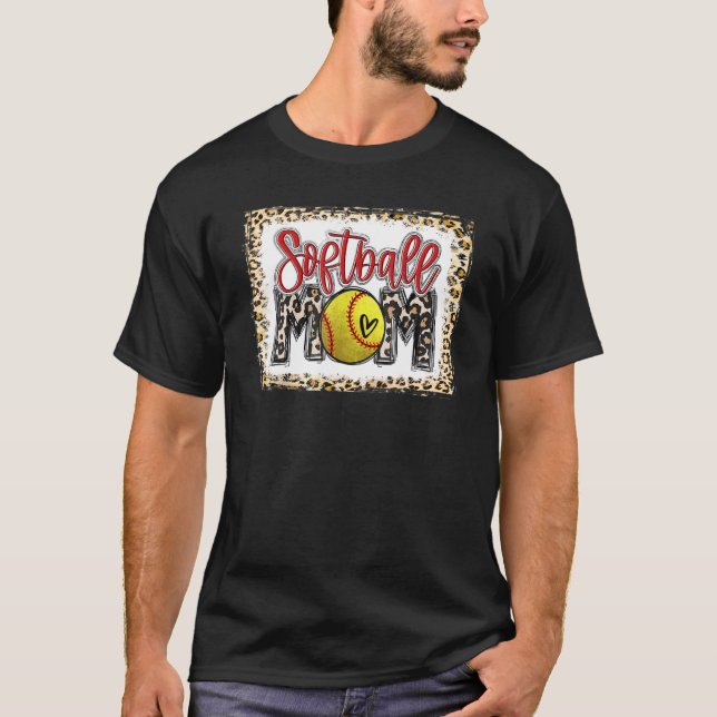 Leopard Softball Mama Softball Game Day Vi T-Shirt (Vorderseite)