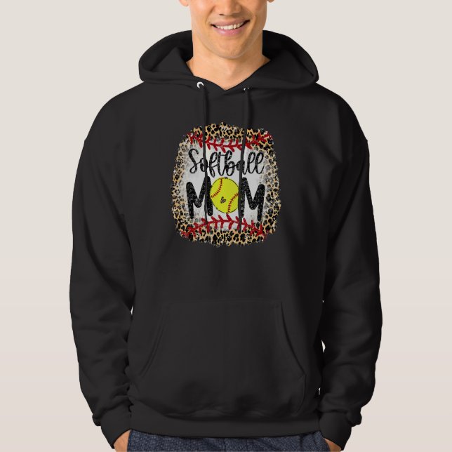Leopard Softball Mama Softball Game Day Vibes Moth Hoodie (Vorderseite)