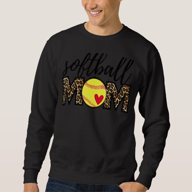 Leopard Softball Mama Softball Game Day Vibes Moth Sweatshirt (Vorderseite)