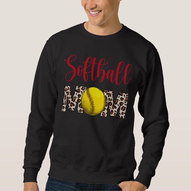 Leopard Softball Mama Softball Game Day Vibes Moth Sweatshirt (Vorderseite)