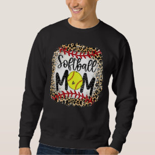 Leopard Softball Mama Softball Game Day Vibes Moth Sweatshirt