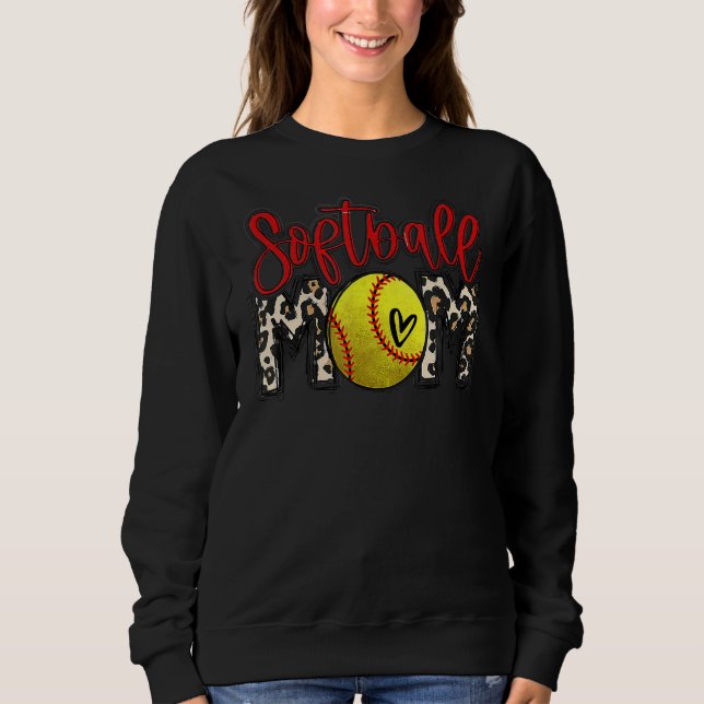 Leopard Softball Mama Softball Game Day Vibes Moth Sweatshirt (Vorderseite)