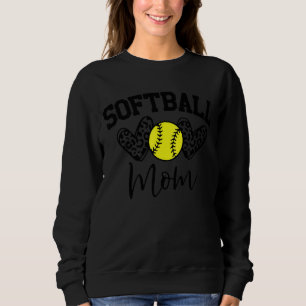 Leopard Softball Mama Softball Game Day Vibes Moth Sweatshirt