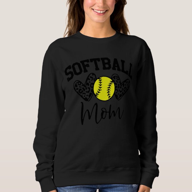 Leopard Softball Mama Softball Game Day Vibes Moth Sweatshirt (Vorderseite)