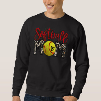 Leopard Softball Mama Softball Game Day Vibes Moth Sweatshirt
