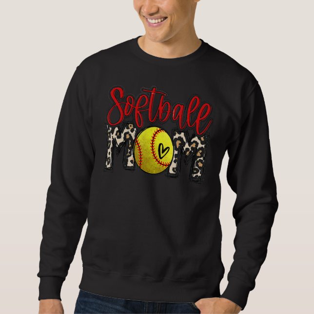 Leopard Softball Mama Softball Game Day Vibes Moth Sweatshirt (Vorderseite)