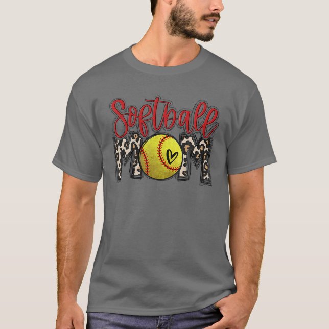 Leopard Softball Mama Softball Game Day Vibes Moth T-Shirt (Vorderseite)