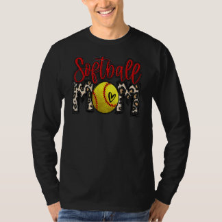 Leopard Softball Mama Softball Game Day Vibes Moth T-Shirt