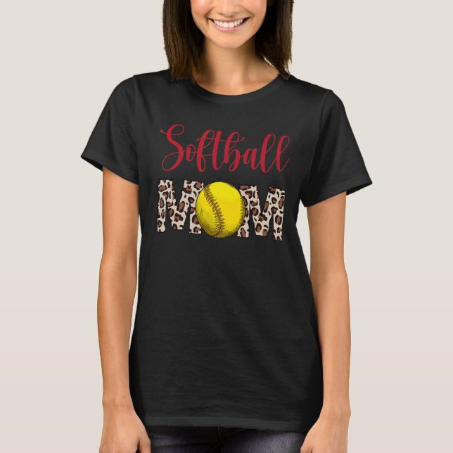 Leopard Softball Mama Softball Game Day Vibes Moth T-Shirt (Vorderseite)