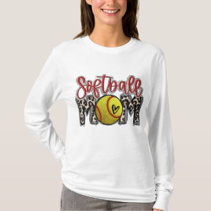 Leopard Softball Mama Softball Game Day Vibes Moth T-Shirt