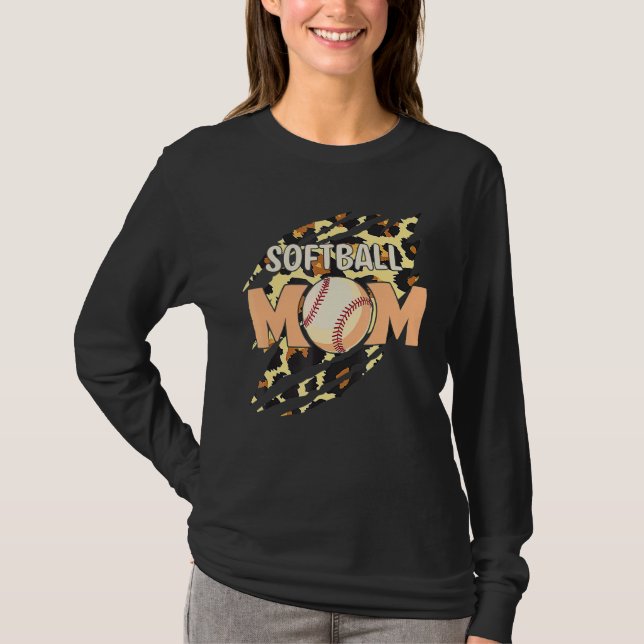 Leopard Softball Mama Softball Game Day Vibes Moth T-Shirt (Vorderseite)