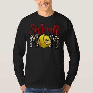 Leopard Softball Mama Softball Game Day Vibes Moth T-Shirt