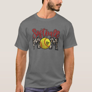 Leopard Softball Mama Softball Game Day Vibes Moth T-Shirt