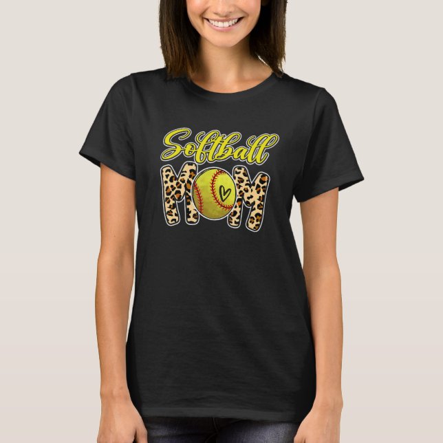 Leopard Softball Mom Life Game Day Mama Mothers Da T-Shirt (Vorderseite)