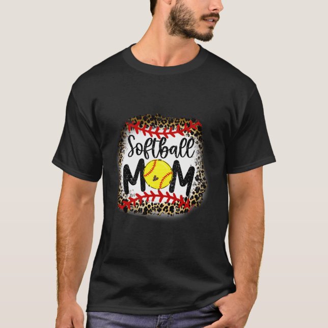 Leopard Softball Mom Softball Mom T-Shirt (Vorderseite)