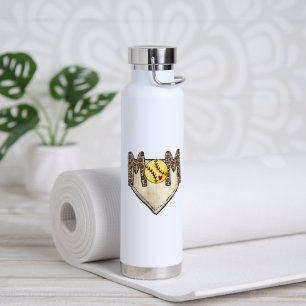 Leopard Softball Mutter Benutzerdefinierte Nummer Trinkflasche