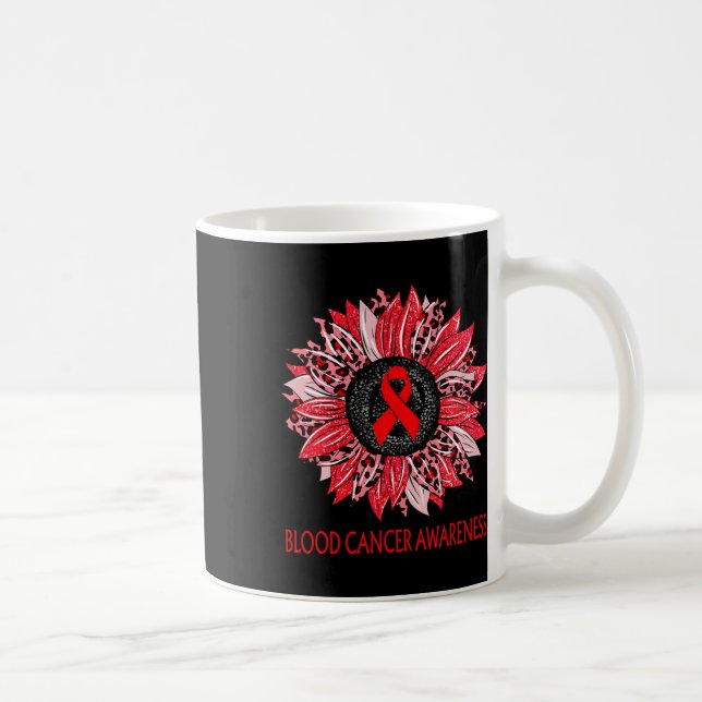 Leopard Sonnenblume Blutkrebs-Bewusstsein rotes Ba Kaffeetasse (Rechts)