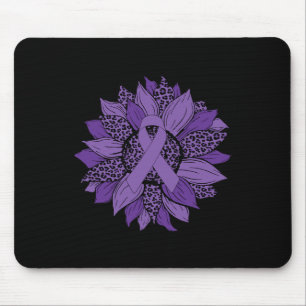 Leopard Sonnenblume Lila Ribbon Fibromyalgia Aware Mousepad