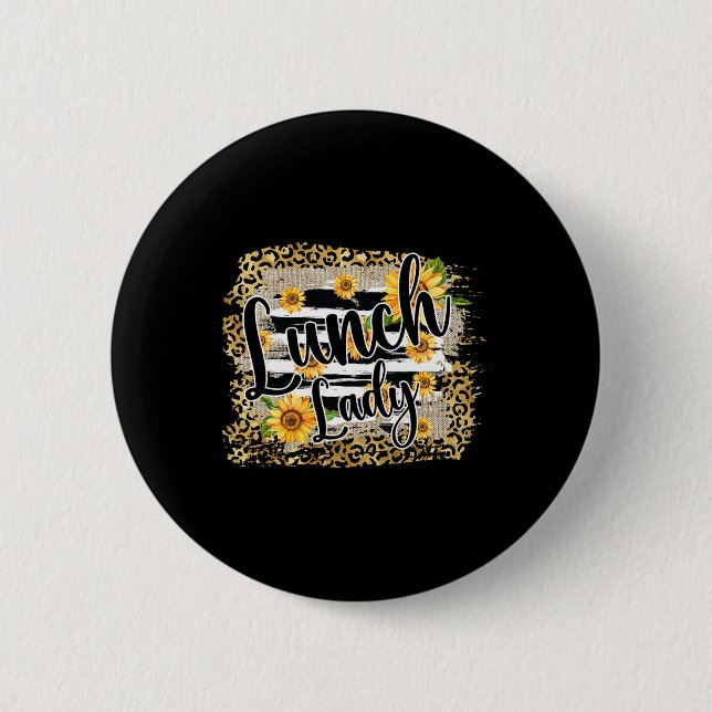 Leopard Sonnenblume Mittagessen Dame Erster Schult Button (Vorderseite)