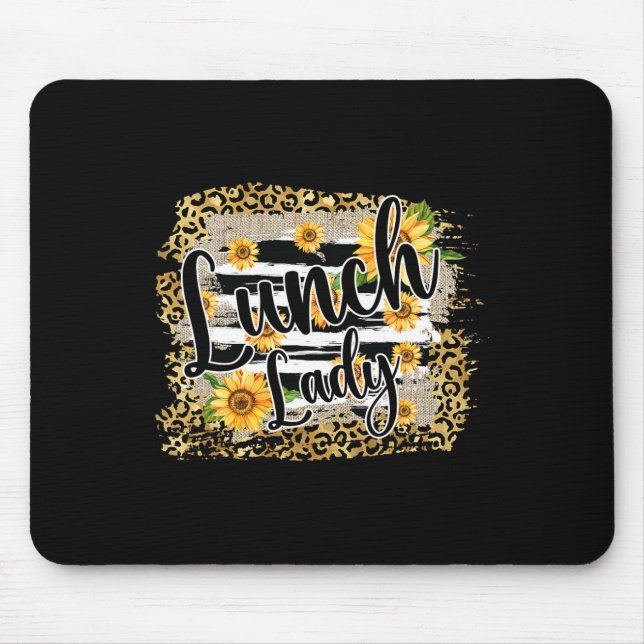 Leopard Sonnenblume Mittagessen Dame Erster Schult Mousepad (Vorne)