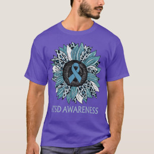 Leopard Sonnenblume PTSD Bewusstsein Aquamarine Ba T-Shirt
