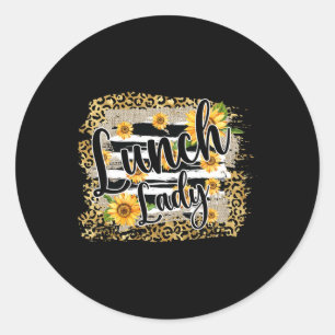 Leopard Sonnenblumen Mittagessen Lady ersten Tag z Runder Aufkleber