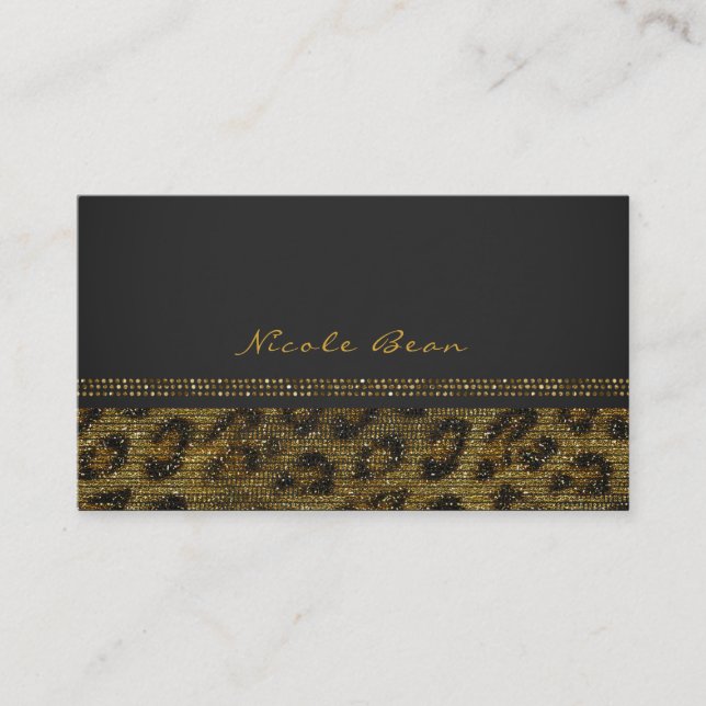 Leopard Sparkle Sequins Glam Chic Modernes Elegant Visitenkarte (Vorderseite)