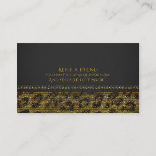 Leopard Sparkle Sequins Glam Chic Refer a Friend Empfehlungskarte