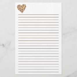 Leopard Sports Heart Lined Stationery Briefpapier