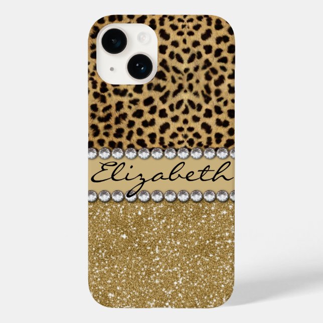 Leopard Spot Gold Glitzer Kristall Case-Mate iPhone Hülle (Rückseite)