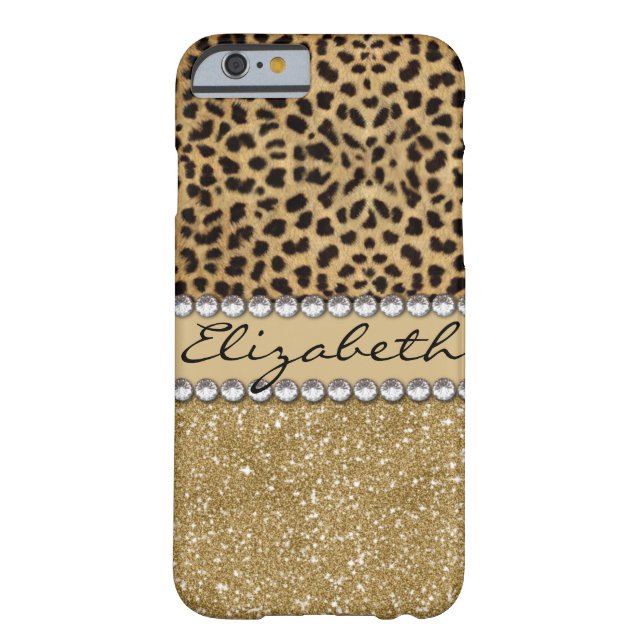 Leopard Spot Gold Glitzer Kristall FOTO DRINT Case-Mate iPhone Hülle (Rückseite)