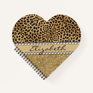 Leopard Spot Gold Glitzer Kristall Liebe Notizbuch