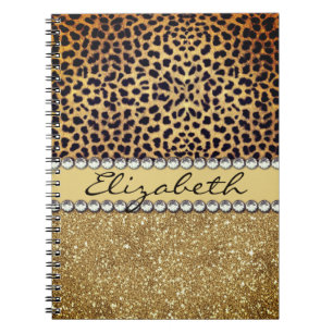 Leopard Spot Gold Glitzer Kristall Notizblock