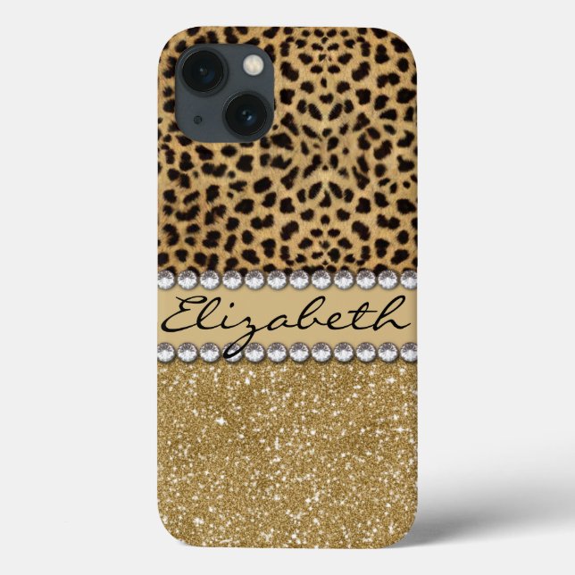 Leopard Spot Gold Glitzer Kristall PRINT Case-Mate iPhone Hülle (Rückseite)