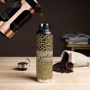 Leopard Spot Gold Glitzer Kristall Trinkflasche