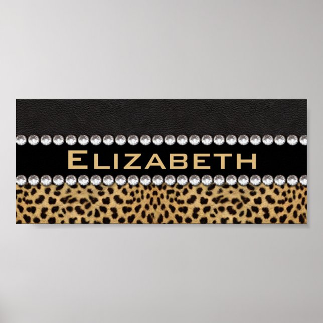 Leopard Spot Kristall Diamonds Monogram FOTO Poster (Vorne)