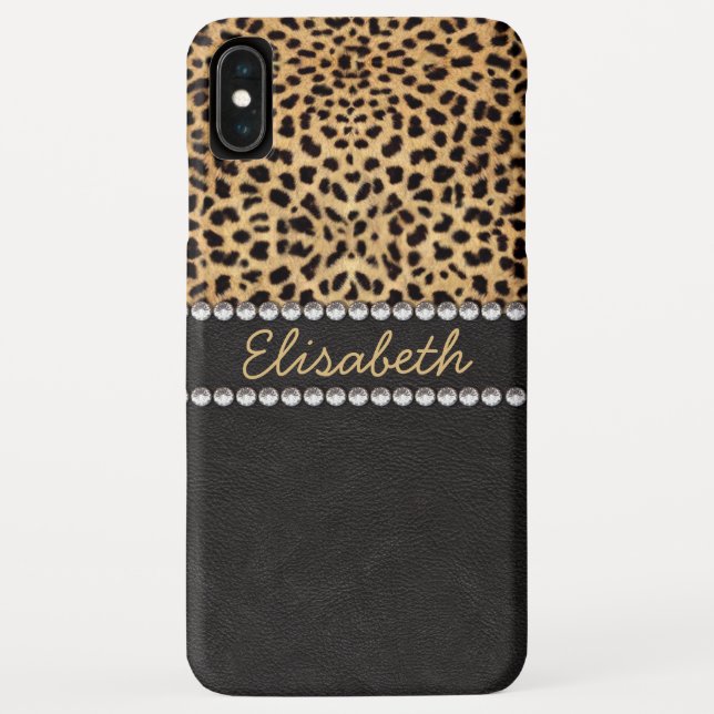Leopard Spot Kristall Diamonds personalisieren Case-Mate iPhone Hülle (Rückseite)