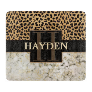 Leopard Spot Marmor Monogramm Name Schneidebrett
