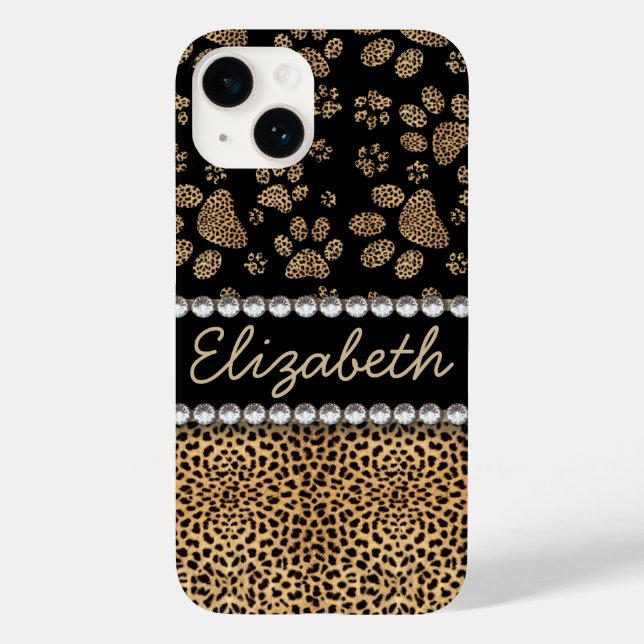 Leopard Spot Paw Prints Kristall Case-Mate iPhone Hülle (Rückseite)