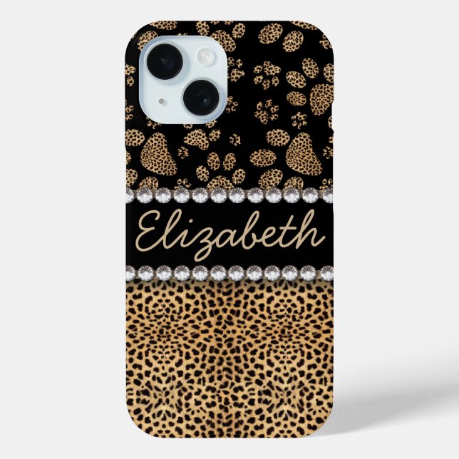 Leopard Spot Paw Prints Kristall FOTO PRINT Case-Mate iPhone Hülle (Rückseite)
