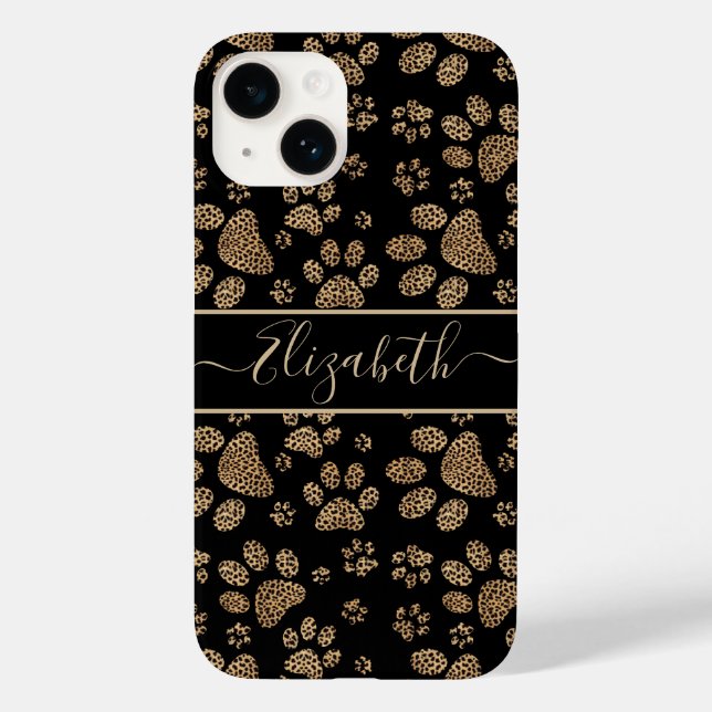 Leopard Spot Paw Prints Personalisiert Case-Mate iPhone Hülle (Rückseite)
