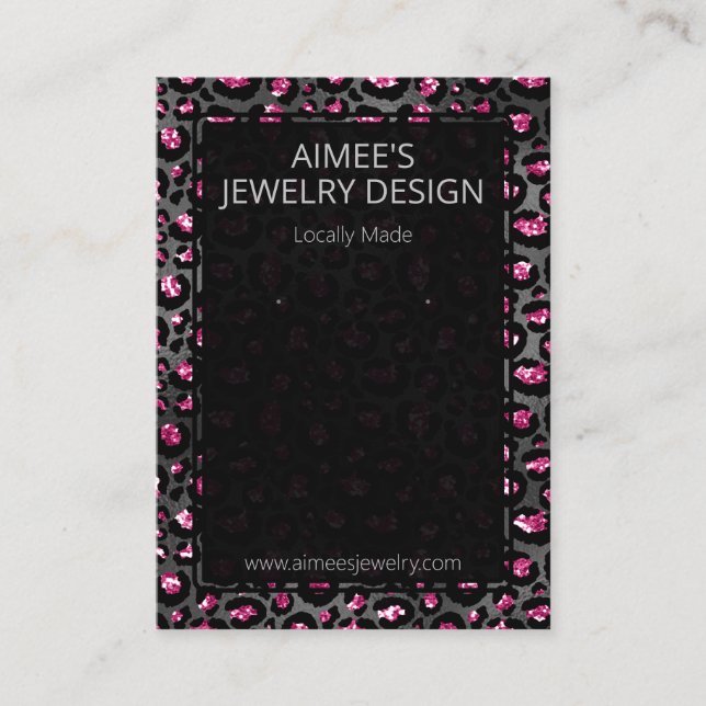 Leopard Spot Pink Glitzer Oring Display Visitenkarte (Vorderseite)