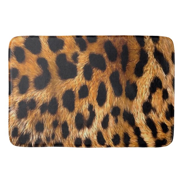 Leopard Spots Black Brown Wild Animal Fine Art Badematte (Vorderseite)