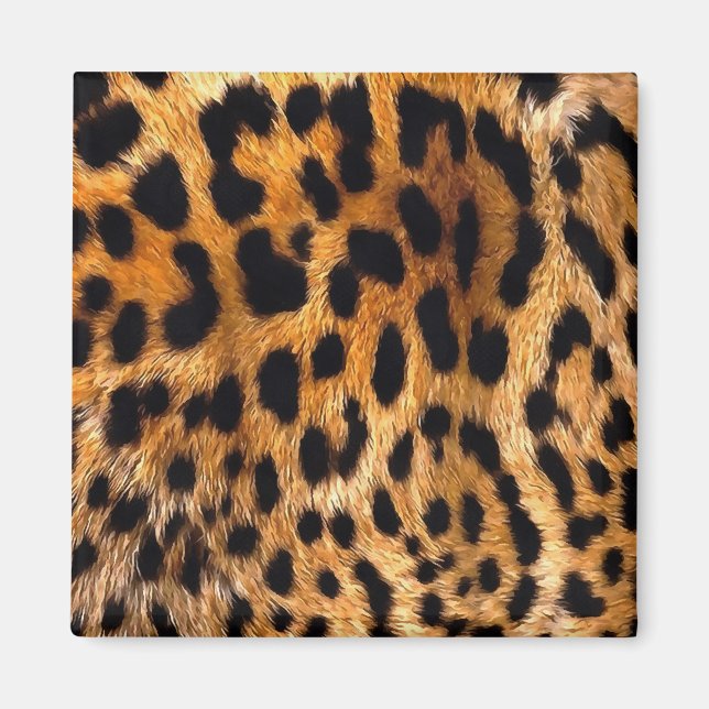 Leopard Spots Black Brown Wild Animal Fine Art Magnet (Vorne)