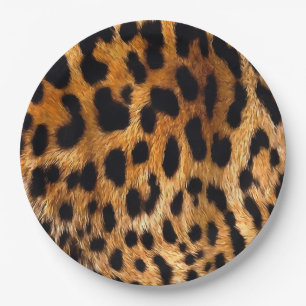 Leopard Spots Black Brown Wild Animal Fine Art Pappteller
