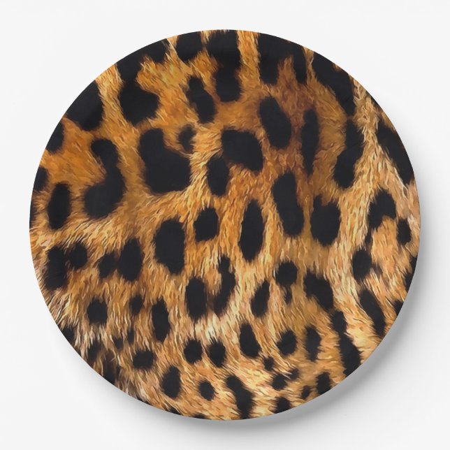 Leopard Spots Black Brown Wild Animal Fine Art Pappteller (Vorderseite)