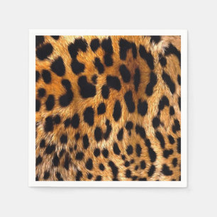 Leopard Spots Black Brown Wild Animal Fine Art Serviette